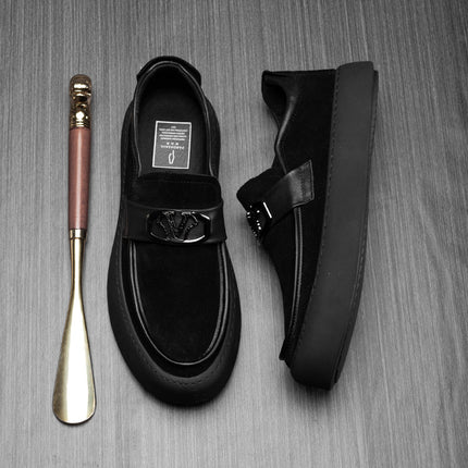 Men's Shoes, New Autumn and Winter Suede Casual Leather Shoes, Men's Trendy, Fashionable, Comfortable and Versatile Slip-On Slip-On Shoes