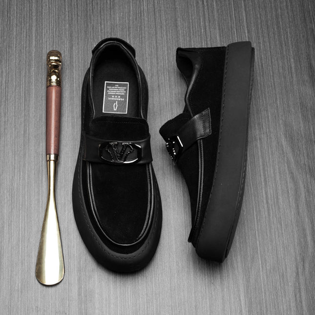 Men's Shoes, New Autumn and Winter Suede Casual Leather Shoes, Men's Trendy, Fashionable, Comfortable and Versatile Slip-On Slip-On Shoes
