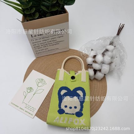 Girl's Heart-Shaped Knitted Crossbody Bag