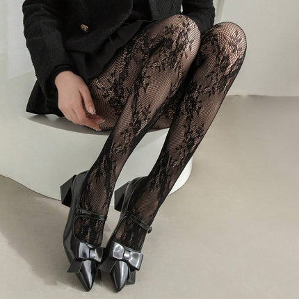 Cross-Border Rose Jacquard Pantyhose Spring and Summer Thin Japanese Style Sexy Baota J Lace Floral Embroider Fishnet Stockings for Women