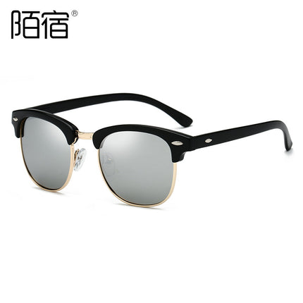 Moju 3016 Polarized Sunglasses European and American Style Retro Men's Anti-Uv Trendyy Women's Rice Nail Sunglasses Wholesale