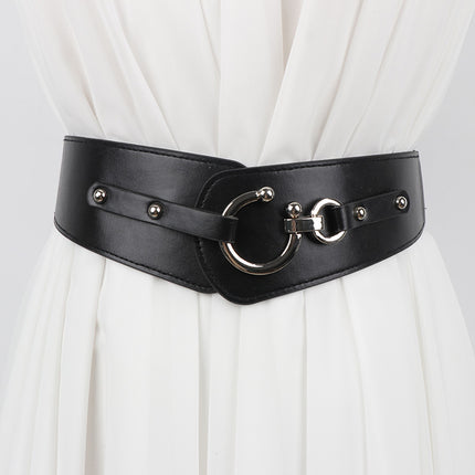 Wide Belt Women's Decoration with Sweater Dress Waist Black Versatile Suit Jacket Wide Girdle Women's Outer Wear