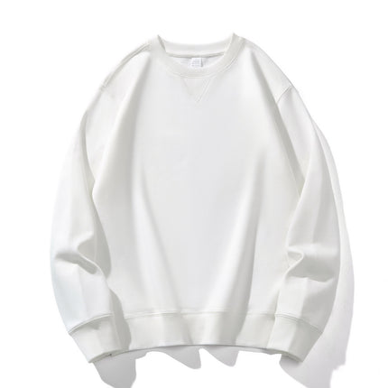 380g Heavyweight Pure Cotton Terry Sweatshirt Men's Sweatshirt American Retro Solid Color Long-Sleeve Crew Neck Unisex Customizable