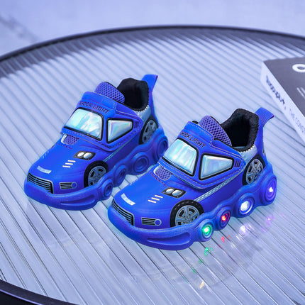 Foreign trade children's sports shoes with lights for small and medium-sized children's new bright lights luminous children's shoes for boys and girls leather cartoon sneaker