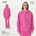 Rose red-hooded sweater / S