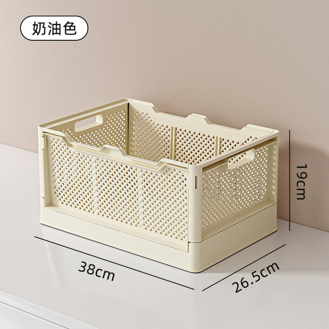 Folding Storage Basket Household Dormitory Desktop Finishing Storage Basket Stackable Wheeled Outdoor Car Large Storage Frame