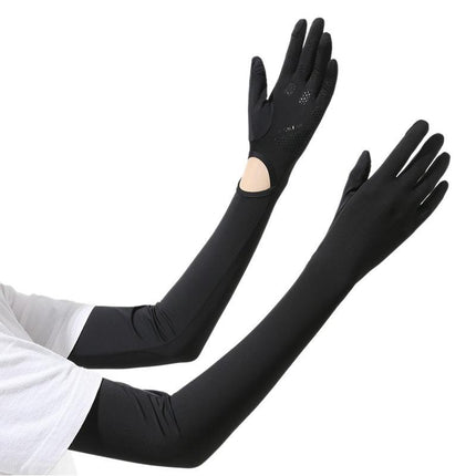 Summer Sunscreen Sleeve Women's Anti-UV Ice Silk Gloves Driving Sunshade Layered Arm Sleeve Outdoor Summer Thin