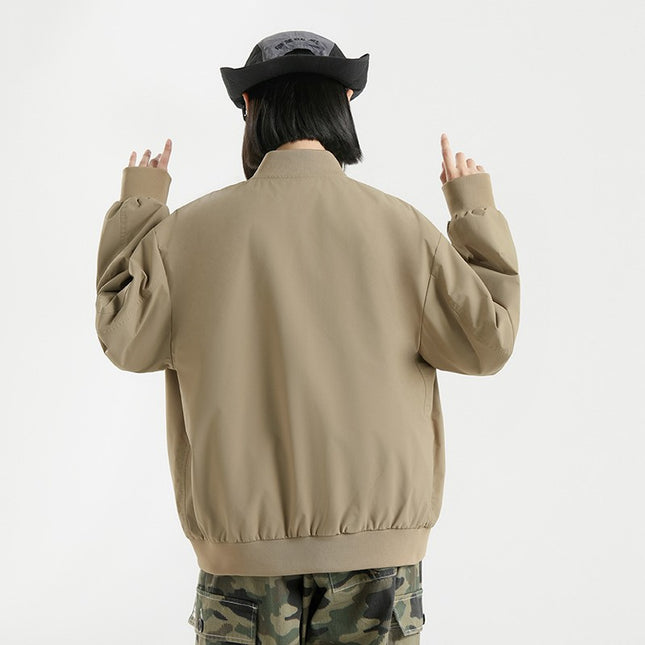 Women's Flying Suit Jacket 2024 Autumn and Winter New Loose Outdoor Casual Zipper Solid Color Windproof Waterproof Baseball Collar