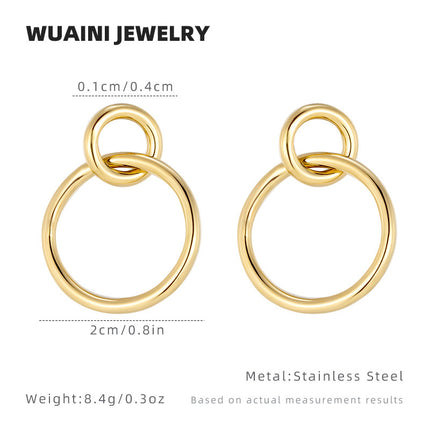 Minimalist Metal Hoop Earrings with a Magazine Style, Trendy and Cool Titanium Steel Stud Earrings for Women