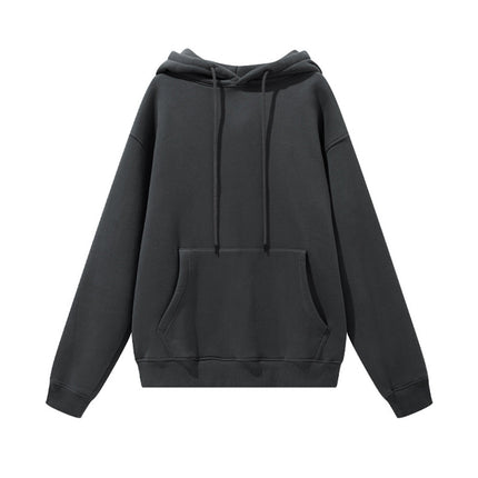 Men's Autumn and Winter 345g Pure Color Hoodie Thickeneded and Velvet Oversize Brushed Men's Hooded Sweatshirt Thickeneded and Warm