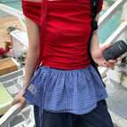 01#-dark blue grid / One size fits all 100% cotton