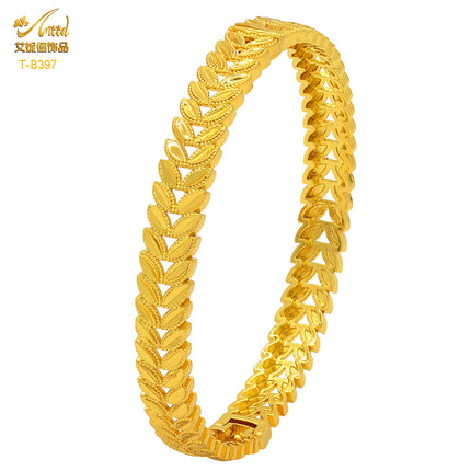 Cross-Border fashion Vietnam Gold hollow bracelet vacuum plating 24k not easy to fade wedding vintage carved bracelet
