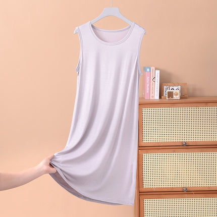 Modal Vest Dress Nightgown Women's Bottoming Skirt Summer Large Size Thin Sleeveless Mid-Length Skirt Fat mm 100kg Dress