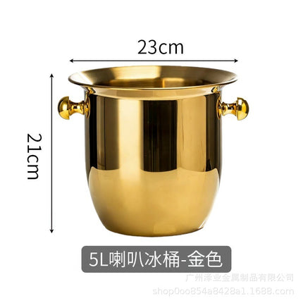 Cross-Border Foreign Trade Stainless Steel Ice Bucket Champagne Bucket Commercial Bar Ice Bucket Ice Beer Bucket Thickened Ice Red Wine Bucket