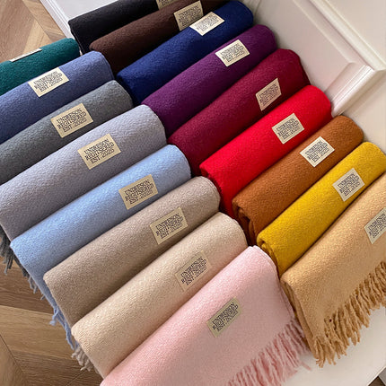 New Pure Color Imitation Cashmere Scarf for Women in Winter, Monochromatic, Versatile, High-End, Warm Neck Protection, Neck Scarf for Couples