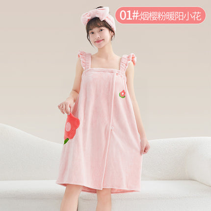 New Style Thickened Bath Towel Girls Can Wear Wrap Cotton Absorbent Quick-drying Household Nightgown Autumn and Winter Bathing Bathrobe Bath Skirt