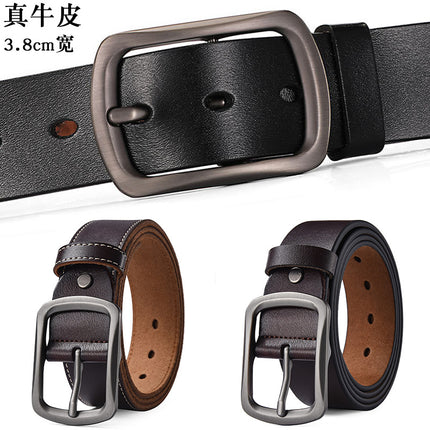 Men's Genuine Leather Pin Buckle Belt, Casual Vintage Style, Suitable for Drop Shipping, Versatile and Casual