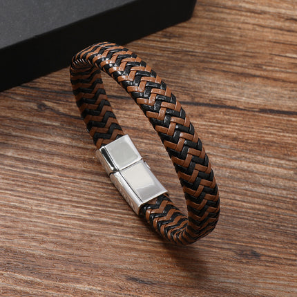 Cross-Border European and American Couple's Best-Selling Leather Bracelet, Niche Men's and Women's Leather Rope Magnetic Buckle Bracelet, Trendy and Simple