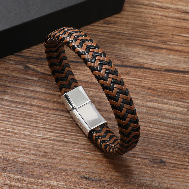 Cross-Border European and American Couple's Best-Selling Leather Bracelet, Niche Men's and Women's Leather Rope Magnetic Buckle Bracelet, Trendy and Simple