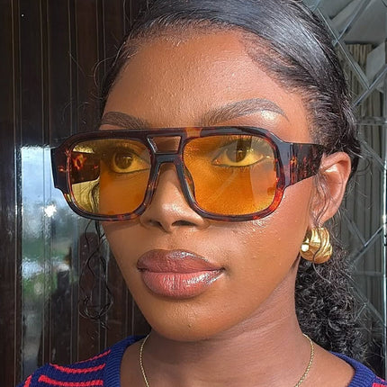 Fashion Casual Double-Bridge Sunglasses 2025 New Sun Glasses Uv Protection Personality European and American Photo Influencer Sunglasses for Women