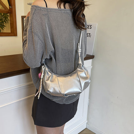 Trendy Solid Color Bags 2025 Summer New Women's Bag Fashion Simple Shoulder Crossbody Commuter Dumpling Bag