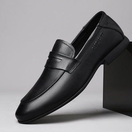 Men's shoes autumn new trendy genuine leather all-match business leather shoes men's casual soft bottom breathable slip-on peas shoes