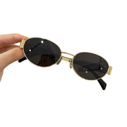Cross-Border Popular Metal Oval Small Frame Sunglasses, Fashionable Sunglasses for Women, High-End Sun Visors, Glasses Wholesale