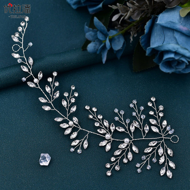 Youlapan Cross-Border Bridal Braided Hairband Super Shiny Rhinestone Crystal Headpiece for Photo Shoots and Studio Accessories Hp21