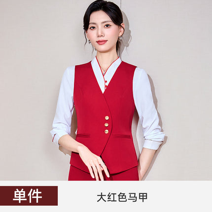 Sales department professional vest suit female stewardess hotel front desk cashier overalls property customer service beautician tooling