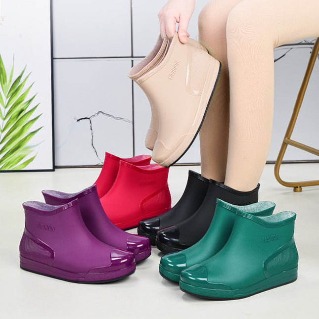 Cross-border hot-selling rain shoes women's short tube outer wear water shoes warm non-slip rain boots waterproof boots rubber shoes overshoes wholesale