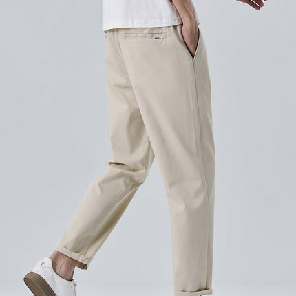 Spring and Summer Thin Tapered Light Business Casual Pants for Men, Stretchy Versatile Cropped Pants for Men
