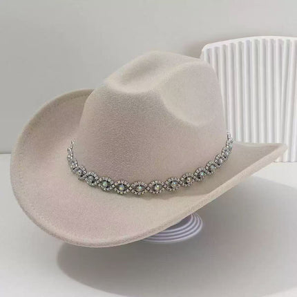 Solid Color Light Board Felt Western Cowboy Hat Outdoor Autum Hat Women's Simple French Hat Men's High-End