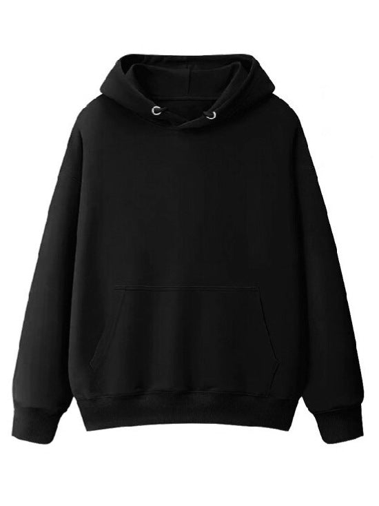 2026 New Solid Color Pullover 100% Pure Cotton 280g Terry Cloth Drop Shoulder Loose Fit Hooded Sweatshirt Couple Hoodie