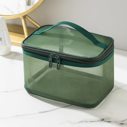 New Large-Capacity Cosmetic Bag for Women, Black Transparent Mesh Cosmetics and Toiletries Storage Bag with Transparent Design