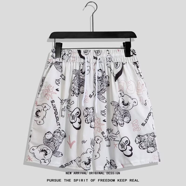 Summer Beach Shorts for Men Trendy Brand Ins Loose Sports Five-Point Quick-Dry Floral Shorts Trendy Couple Casual Large Shorts