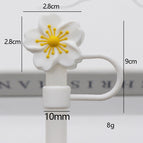Bag does not include straw / Silicone white and yellow begonia 10mm
