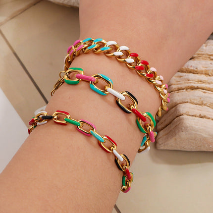 European and American Cross-Border Jewelry Colorful Bracelets for Men and Women, Light Luxury High-End Stainless Steel Non-Fading Jewelry Wholesale