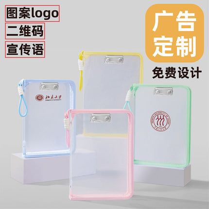 Macaron Transparent A4 File Bag with Large Capacity for Textbooks, Zippered Student Portable Thickened Waterproof Storage Bag