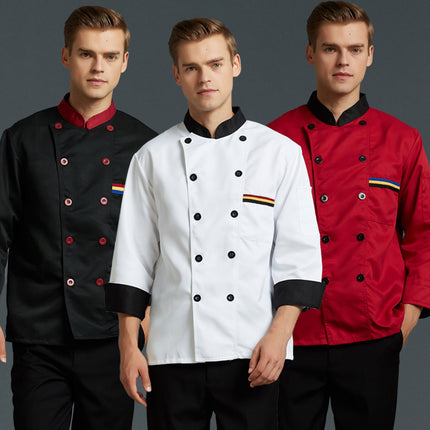 Chef Work Clothes Men's Short-Sleeved Summer Thin Chef Clothes Long-Sleeved White Hotel Canteen Catering Work Clothes Kitchen Chef Clothes