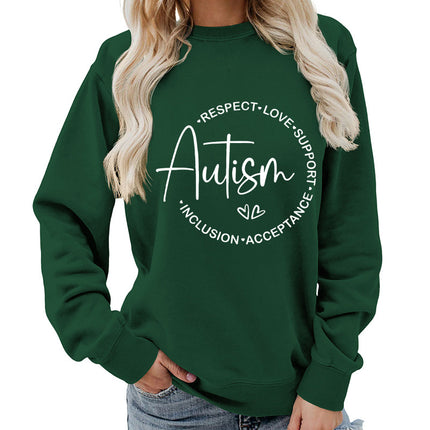 Foreign trade supply autism printing round neck women's coat vests foreign trade supply autumn and winter coat leisure wide pine Europe