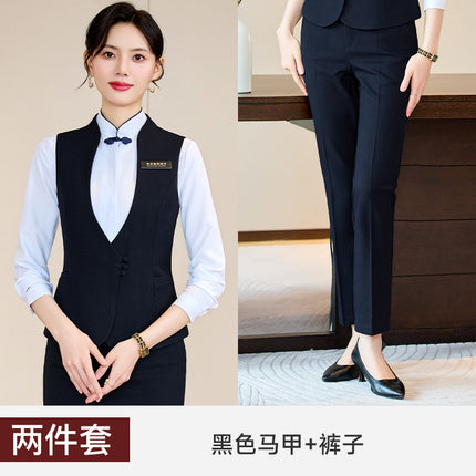 Women's Jewelry Store Sales Professional Suit Vest suit Women's Spring and Autumn Hotel Front Desk Manager Work Clothes Three-piece Set