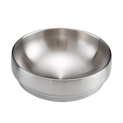 Stainless Steel Cold Noodle Bowl Korean-style Thickened Double-layer Bowl Golden Roodle Bowl Rice Mixing Soup Bowl Snail Powder Bowl Salad Bowl