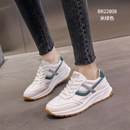 White Sneakers for Women with Platform Soles, 2026 Spring and Autumn New Versatile Trendy Waffle-Style Genuine Leather Sports Sneakers
