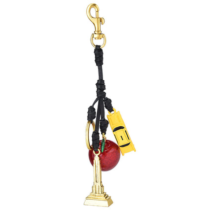 New Model Launched: Iron Tower Apple Mix and Match Crystal Bag Pendant Keychain Pendant Women's Bag Accessories European and American Fashion Red