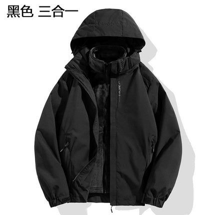 Outdoor sports clothing silver fox velvet liner windproof waterproof men and women with the same style three-in-one work clothes logo