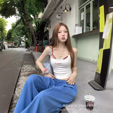 Hot Girl suit Women's Inner Swimsuit Summer Letter Print Slim-fit White Sling