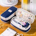 Twill retractable pencil case [navy blue]