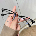 Bright black silver frame / Anti-blue light flat mirror
