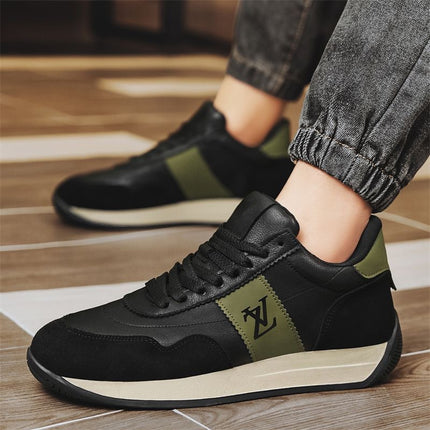 Men's Shoes 2026 Spring New Leather Casual Shoes Trendy Versatile Thick-Soled Height-Increasing Sneakers Men's Board Shoes