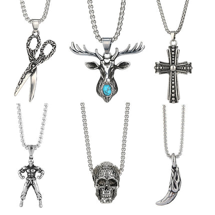 Factory Direct European and American men's titanium steel necklace retro personality cross fashion Men's pendant hip hop cross-border exclusive